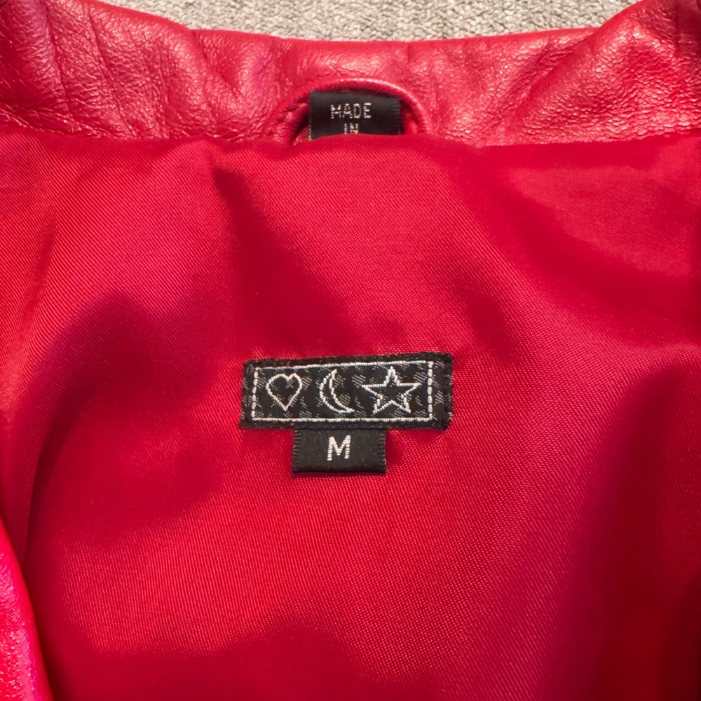 Vintage Red Leather Blazer Jacket - Picture 6 of 8